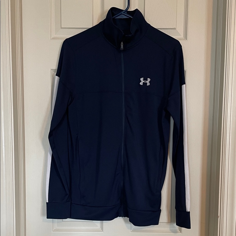Under Armour Navy Full-Zip Jacket with White Stripes
